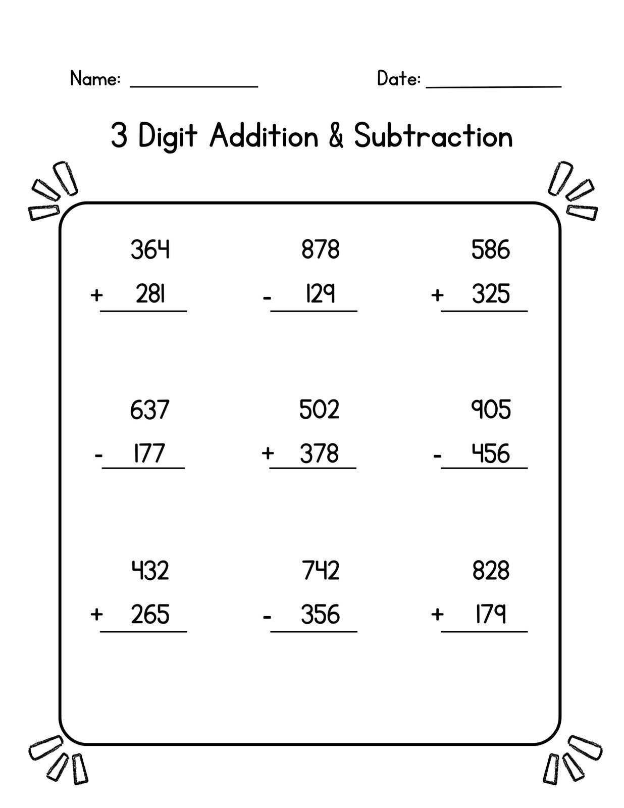 Free 3Rd Grade Math Worksheets To Customize | Canva with Multiplication Addition and Subtraction Worksheets