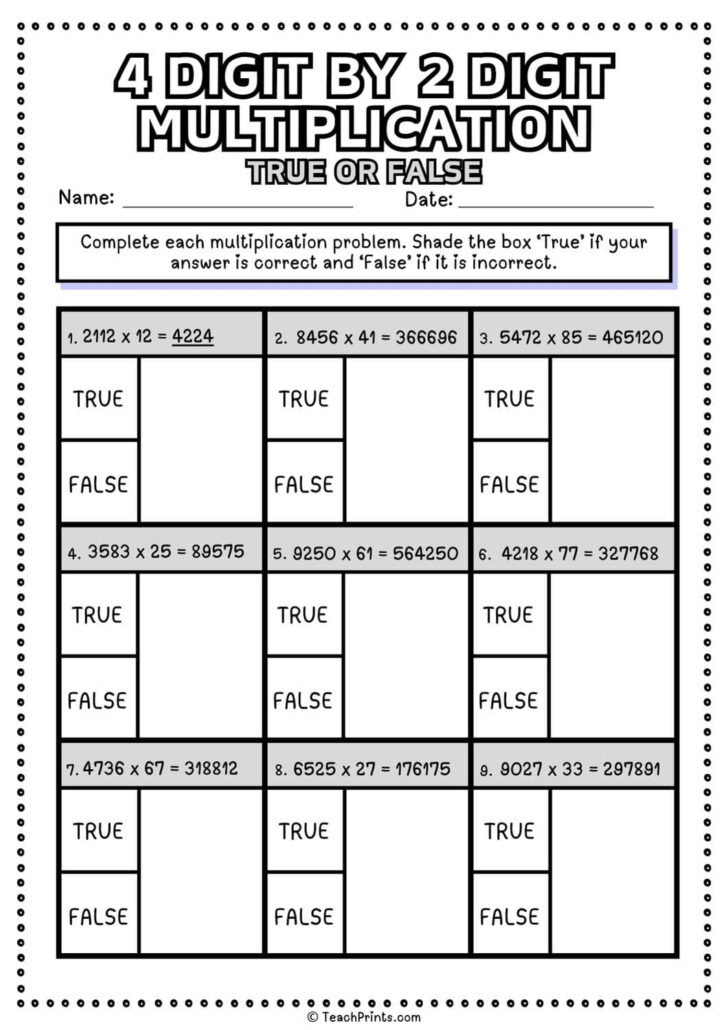 4’s Multiplication Worksheet