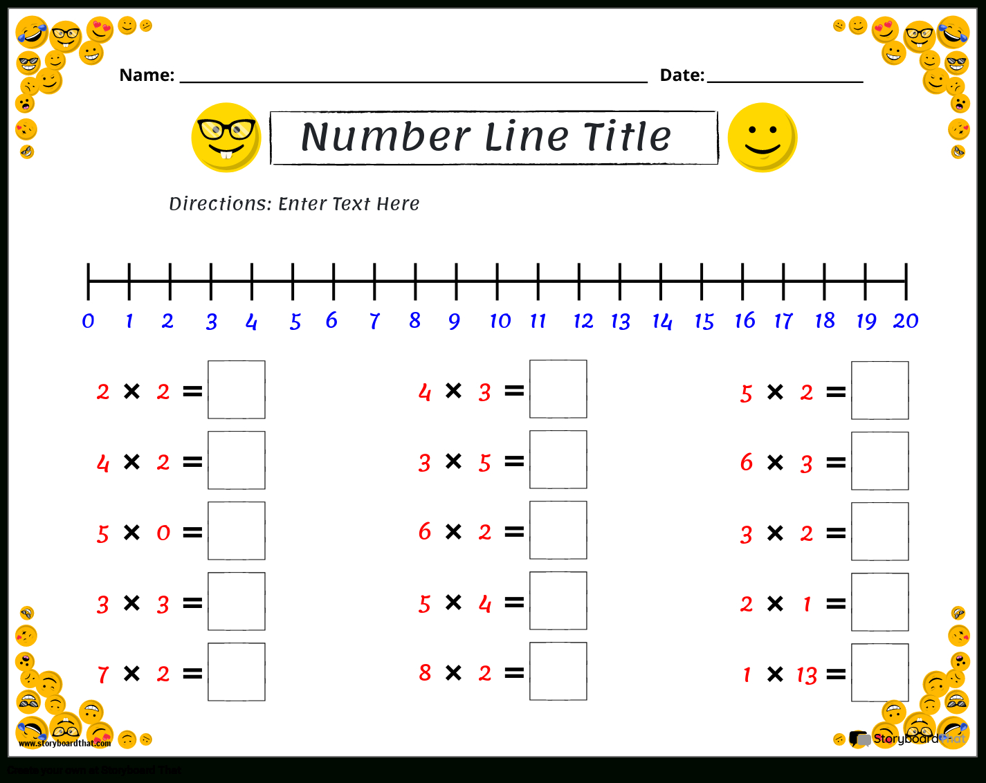 Free Math Number Line Worksheets | Storyboard That in Multiplication On A Number Line Worksheets