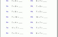 Free Math Worksheets pertaining to Multiplication Questions For Grade 7