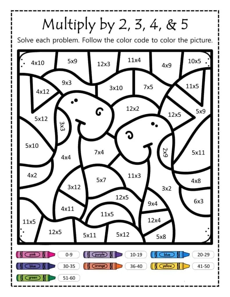 Free Multiplication Printouts For Grades 3-5 - Hess Unacademy throughout Multiplication Facts Coloring Worksheets