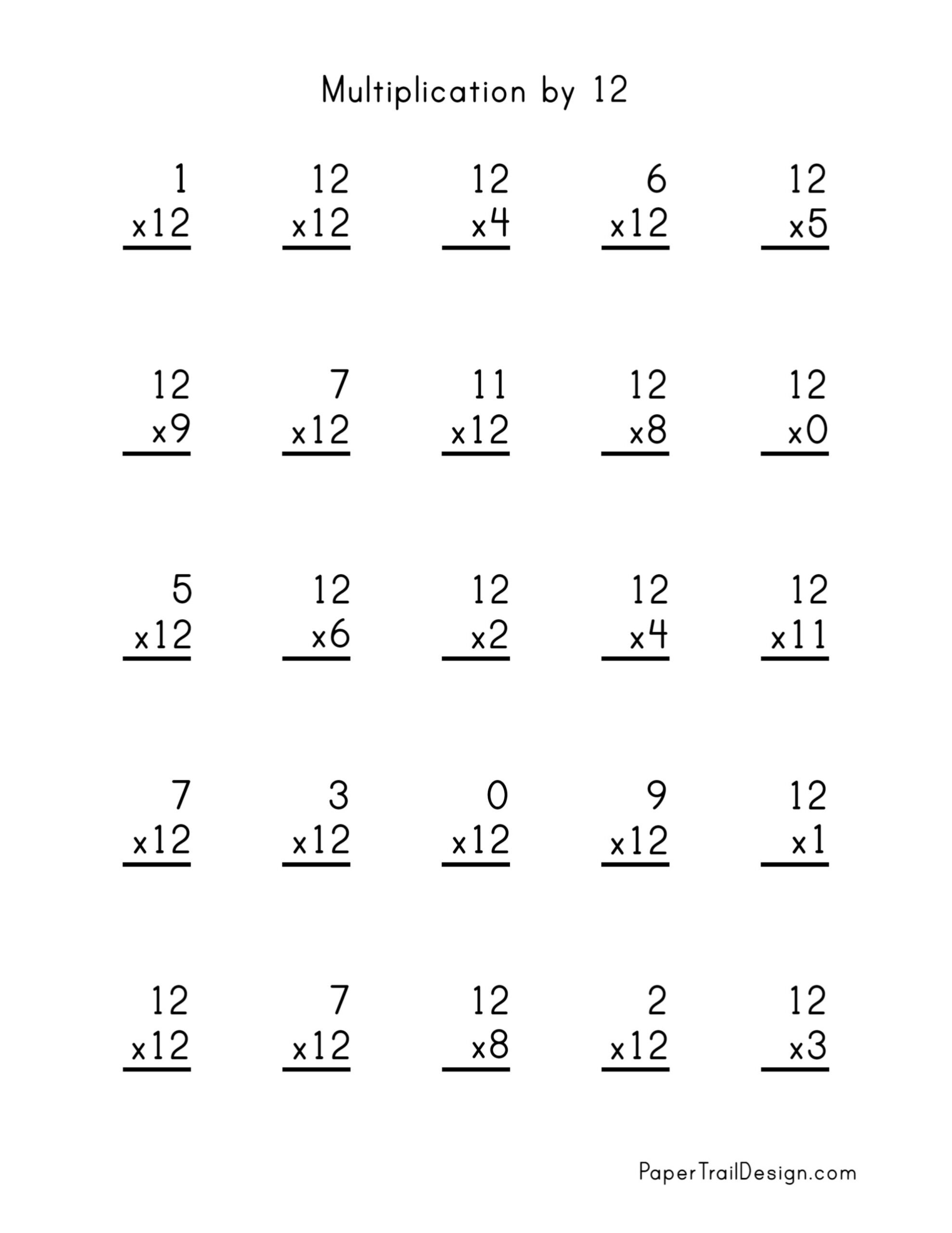 Free Multiplication Worksheets 1-12 - Paper Trail Design inside Multiplication Worksheets Printable 1 12