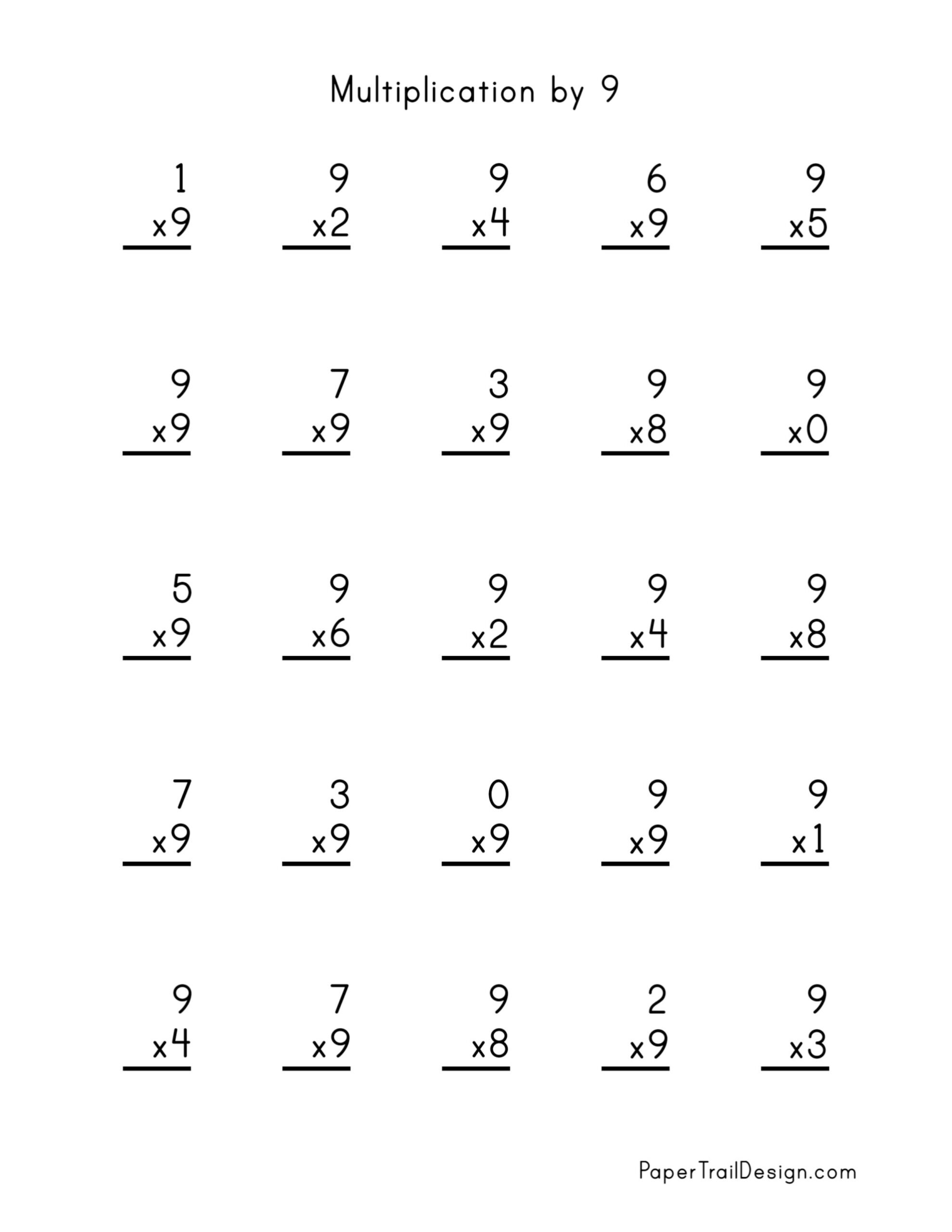 Free Multiplication Worksheets 1-12 - Paper Trail Design intended for Free Multiplication Practice Worksheets