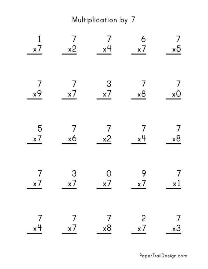 7 Multiplication Facts Worksheet