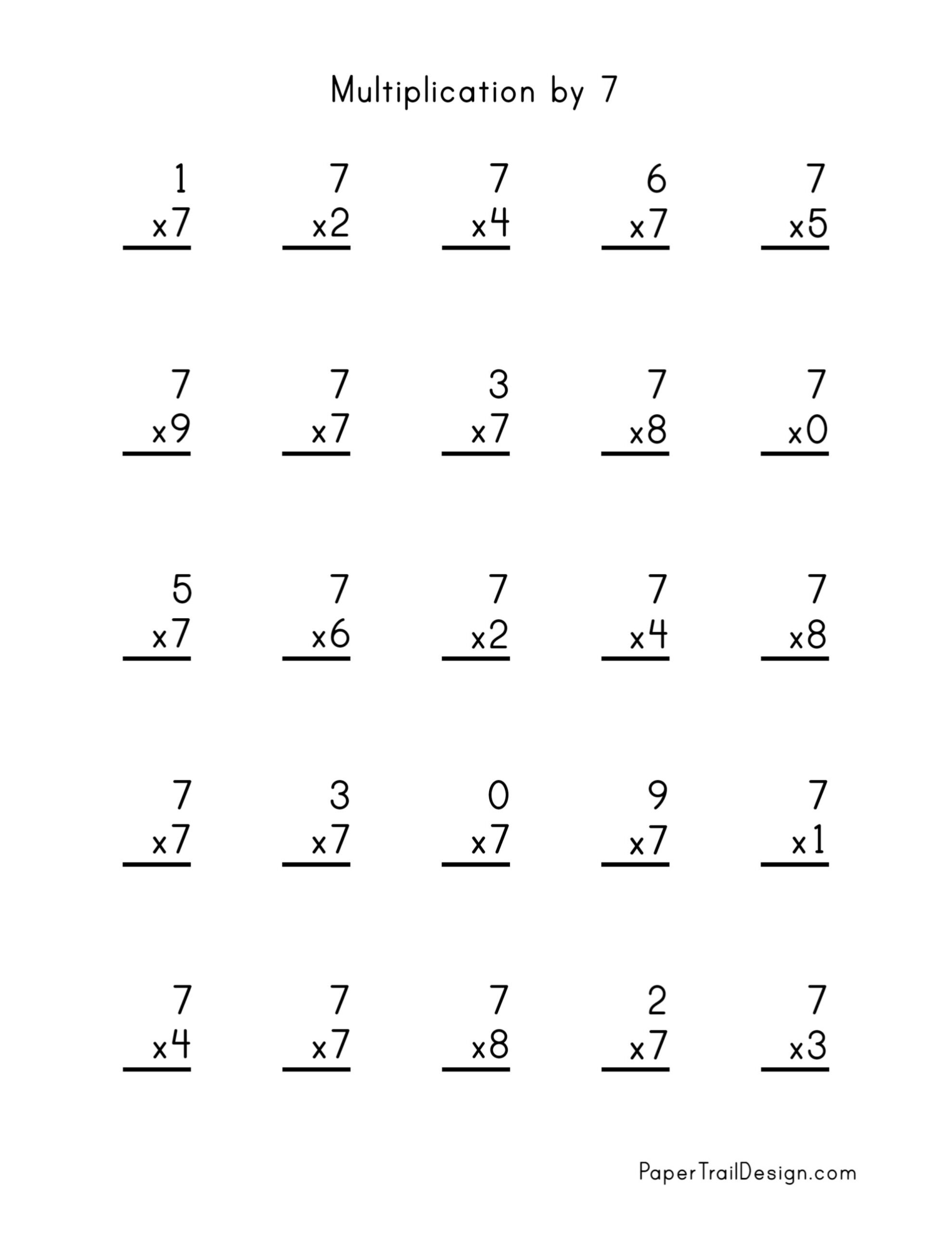 Free Multiplication Worksheets 1-12 - Paper Trail Design within 7 Multiplication Facts Worksheet