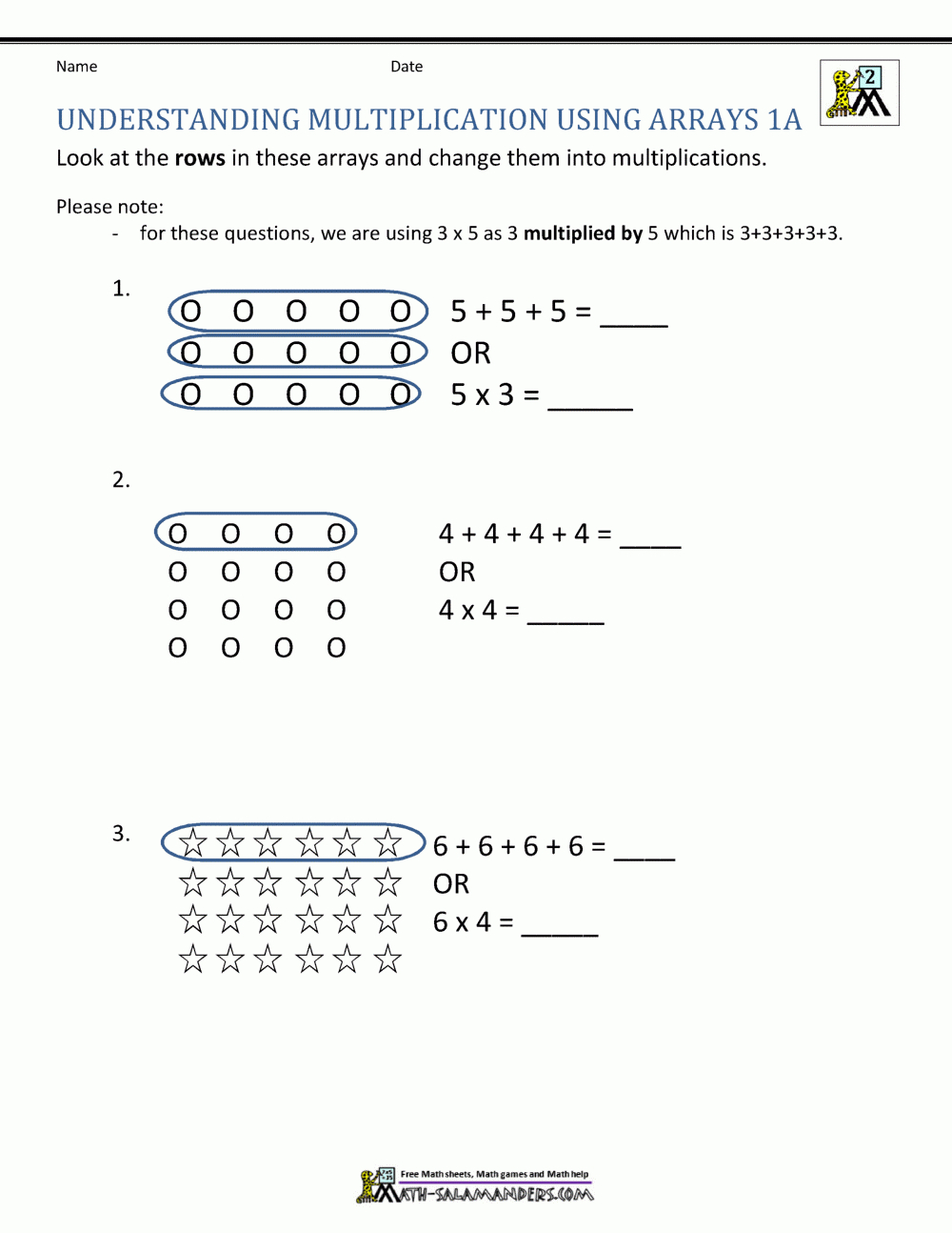 Free Printable Multiplication Worksheets 2Nd Grade in Multiplication For Second Graders Worksheets