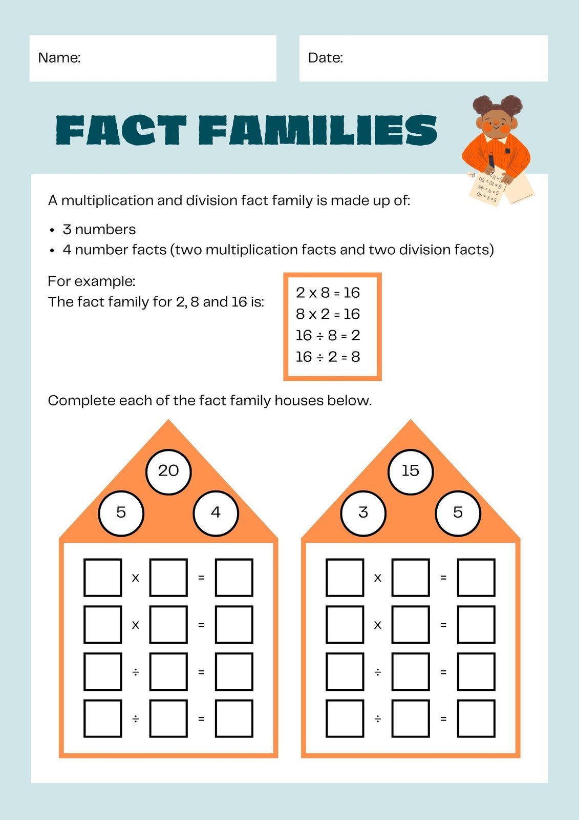 Free To Edit And Print Division Worksheet Templates | Canva within Multiplication And Division Live Worksheet Grade 3