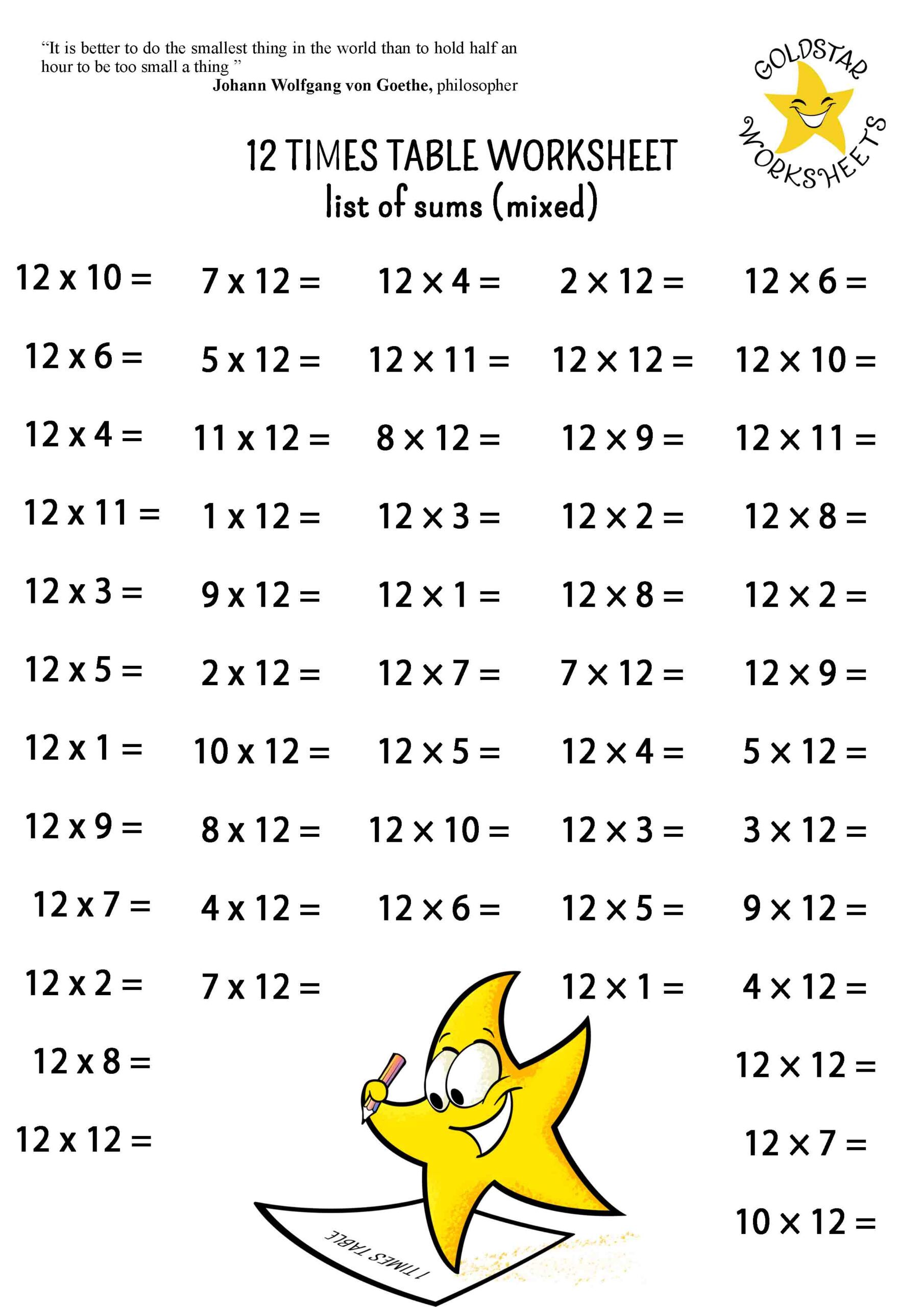Fun And Free 12 Times Table Worksheets That&amp;#039;S Kids Love throughout 12 Multiplication Table Worksheet