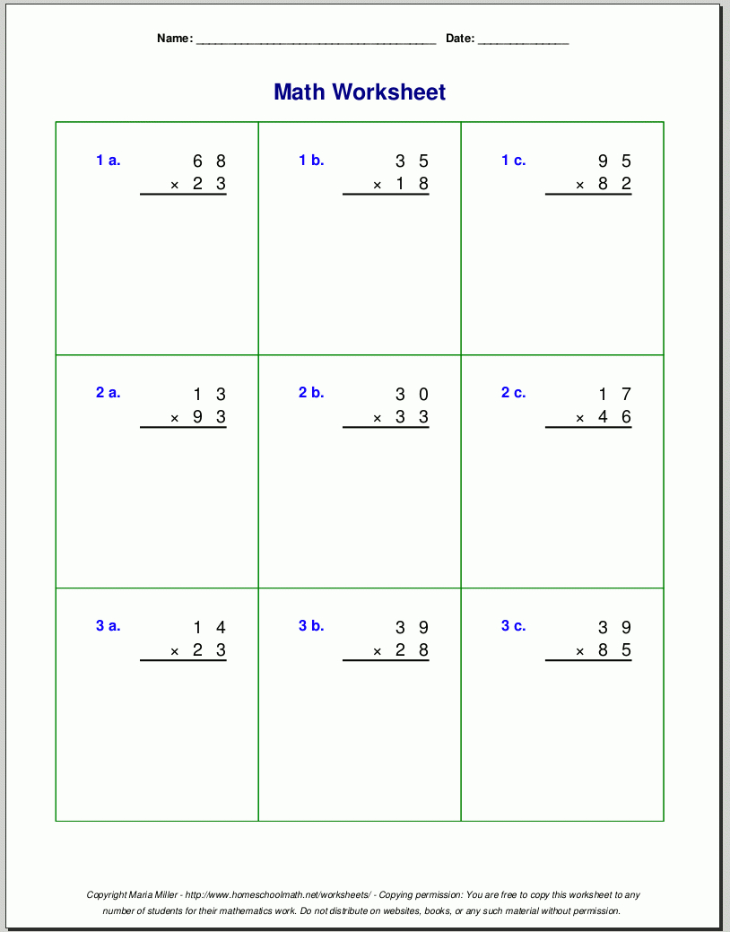 Grade 4 Multiplication Worksheets for 4 Grade Multiplication Worksheets