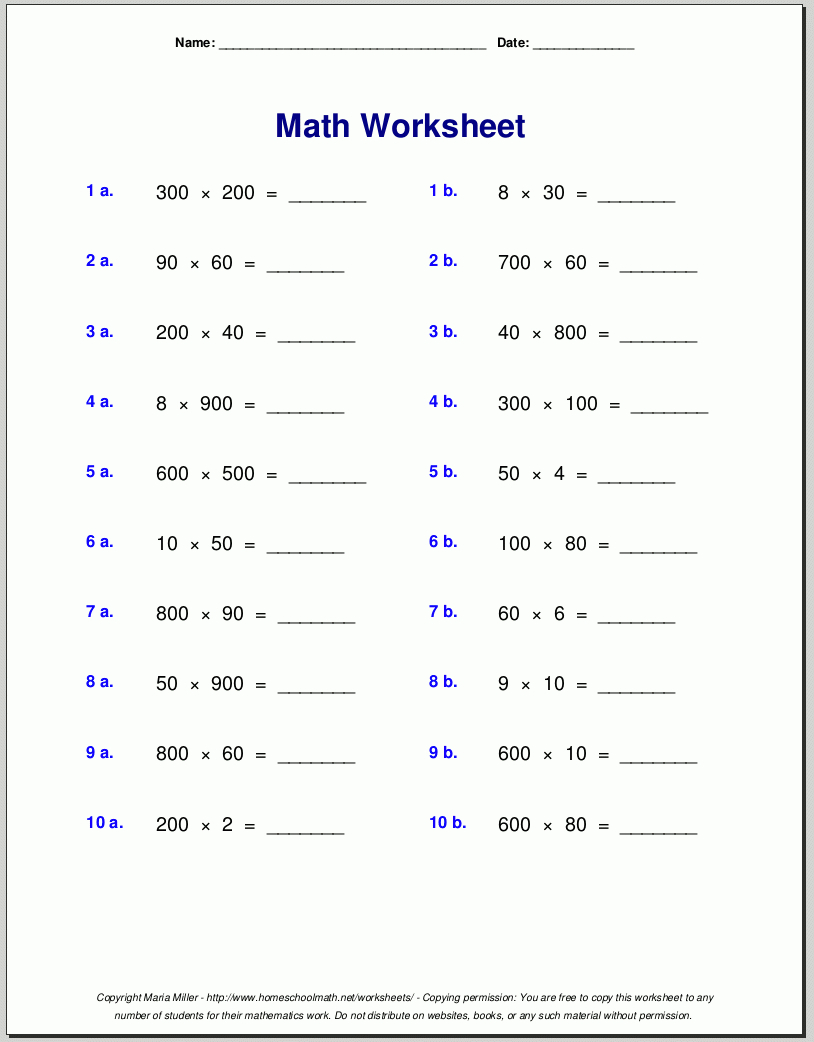 Grade 4 Multiplication Worksheets intended for Multiplication Worksheets Grade 4 with Answers