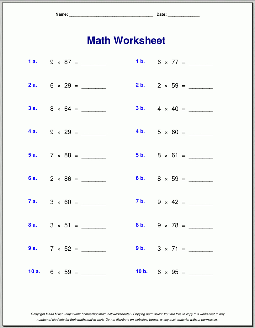 Grade 4 Multiplication Worksheets pertaining to Grade 4 Multiplication Worksheets