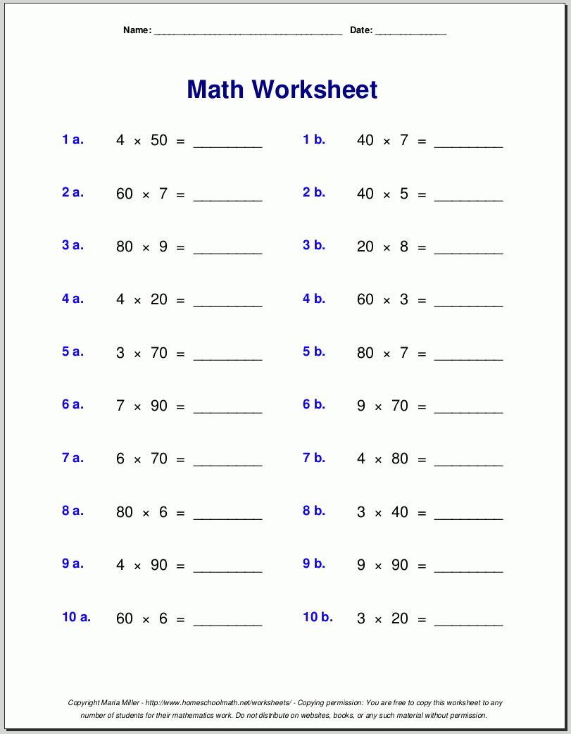 Grade 4 Multiplication Worksheets regarding Multiplication Worksheets For Class 1
