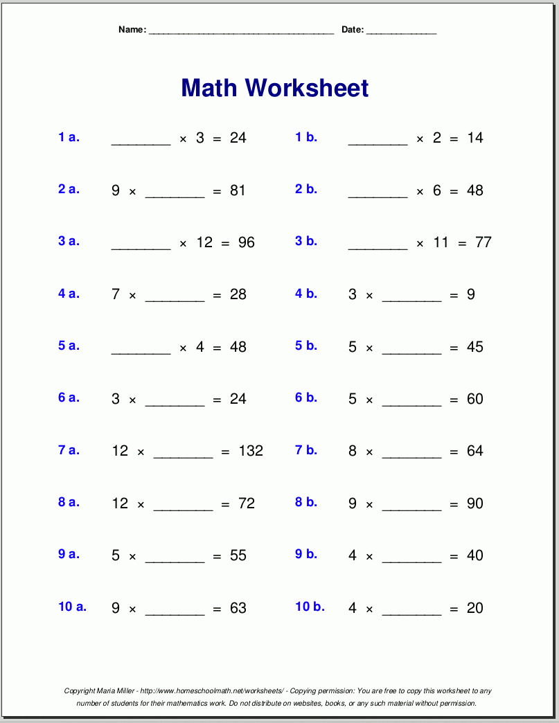Grade 4 Multiplication Worksheets within 10th Class Multiplication Worksheet
