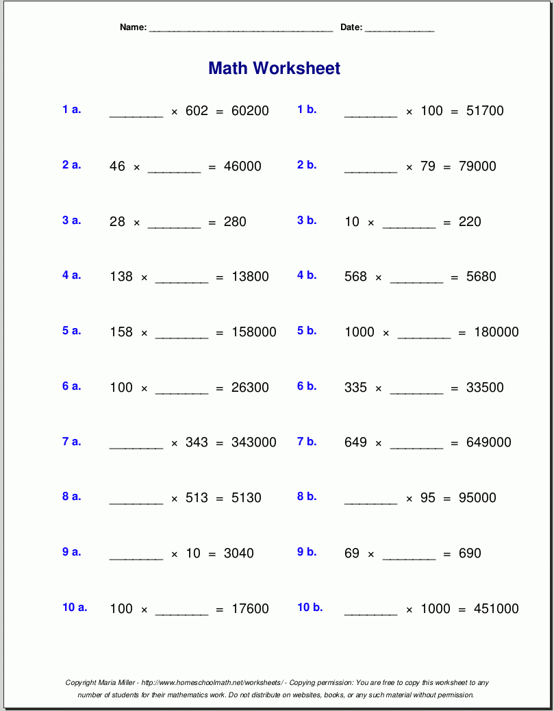 Grade 5 Multiplication Worksheets for Multiplication And Division Worksheets Grade 5