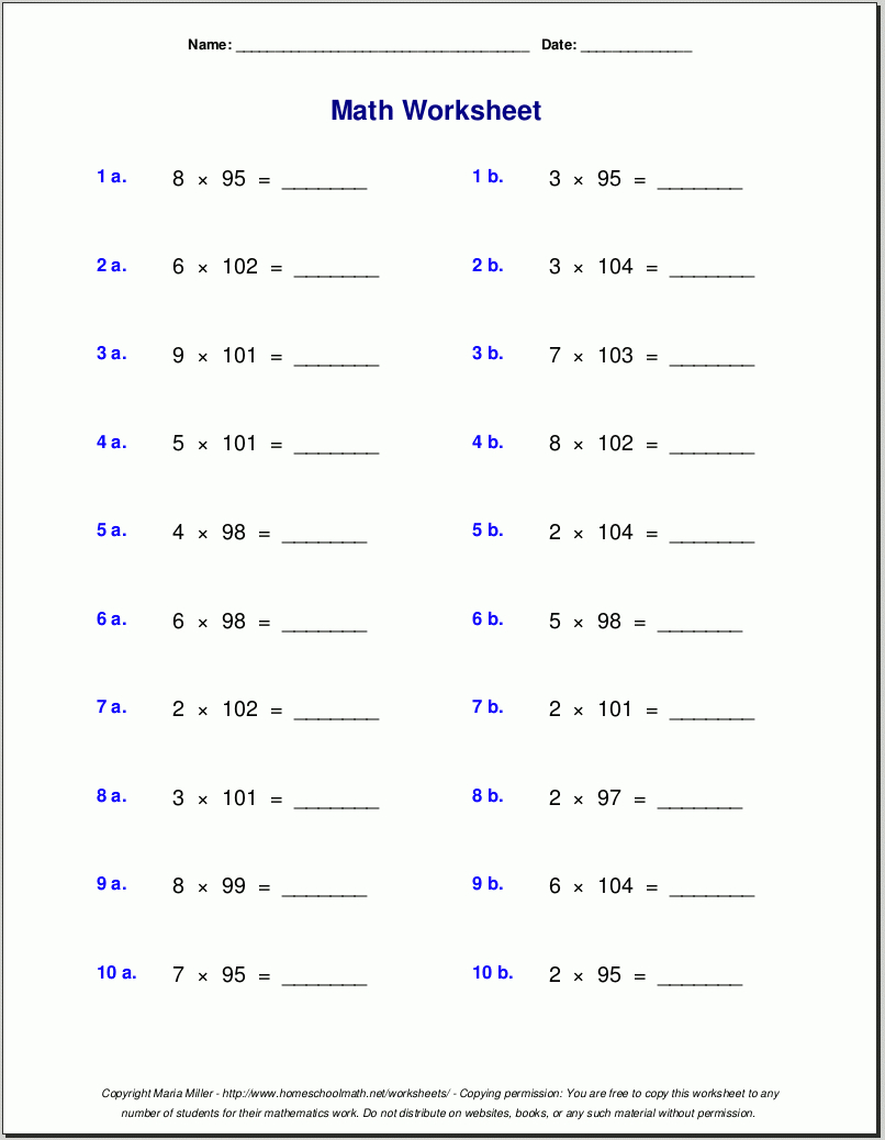 Grade 5 Multiplication Worksheets in Multiplication Worksheets Grade 5 Free Printable