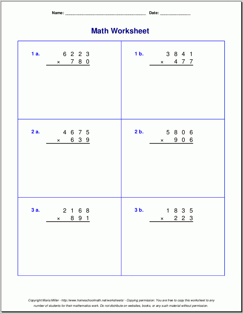 Grade 5 Multiplication Worksheets intended for Multiplication Multi Digit Worksheets