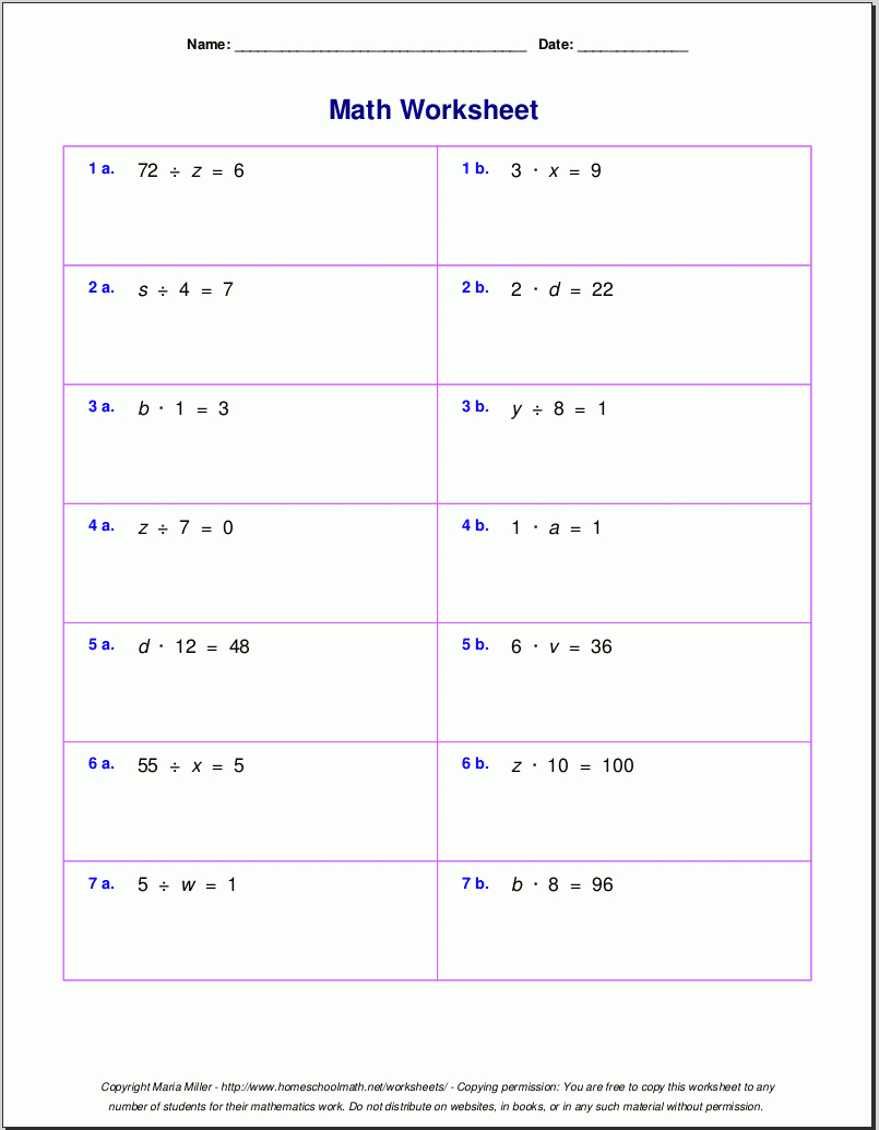 Grade 5 Multiplication Worksheets regarding Free Multiplication and Division Worksheets
