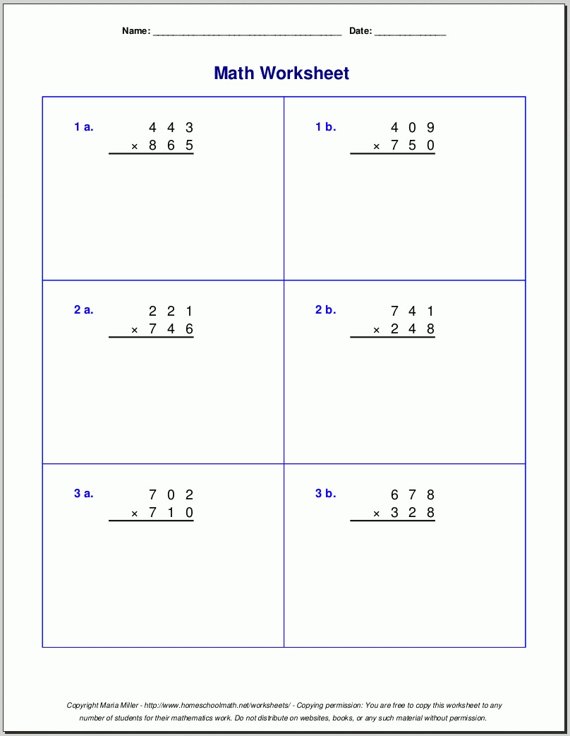 Grade 5 Multiplication Worksheets throughout Multi Digit Multiplication Worksheets 5th Grade