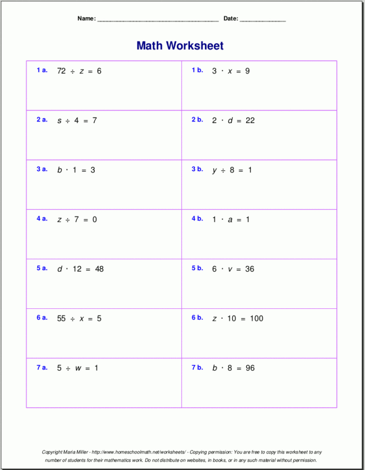 Easy Multiplication and Division Worksheets