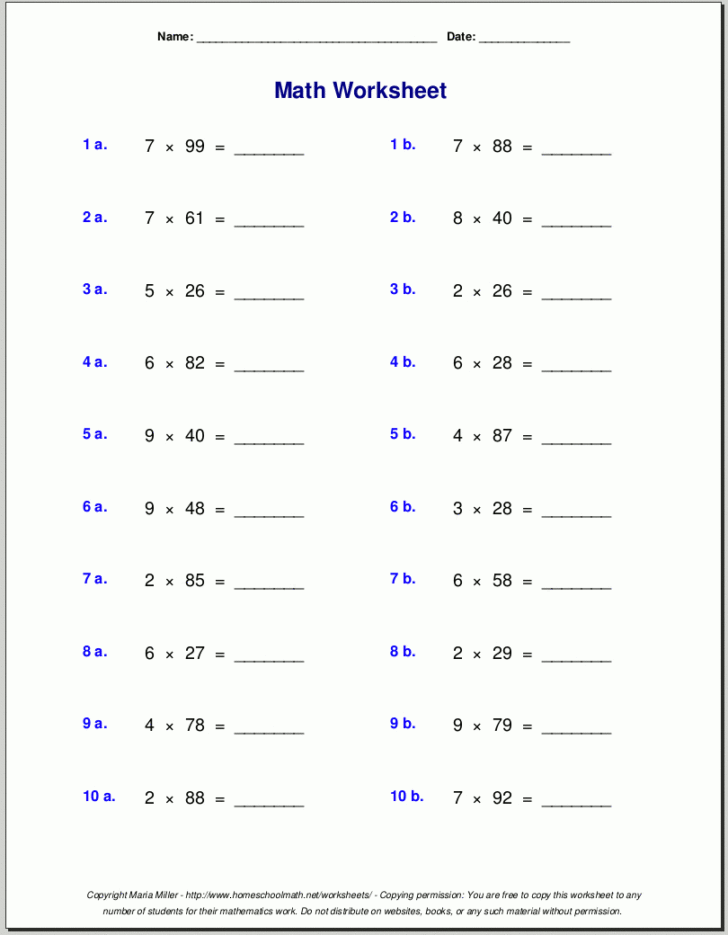 Multiplication Worksheets by 5