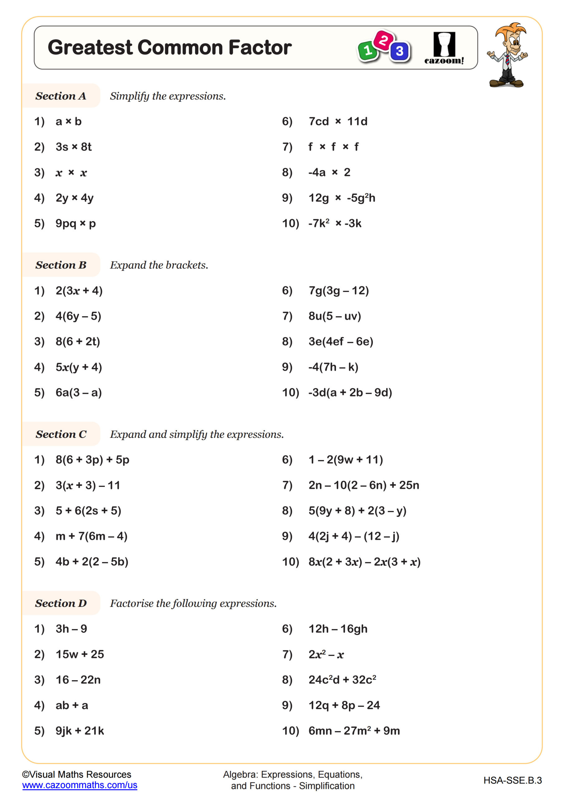 Greatest Common Factor Worksheet | Algebra I Pdf Worksheets throughout Greatest Common Multiple Worksheets