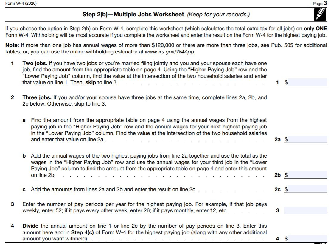 How To Fill Out The New W-4 Form - Arrow Advisors regarding Multiple Jobs Worksheet On Page 3