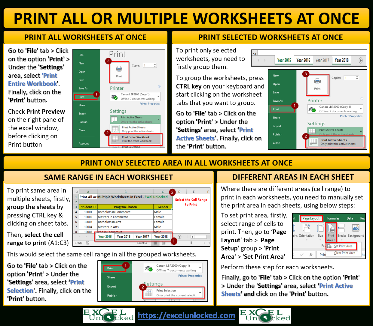 How To Print All Or Multiple Worksheets In Excel - Excel Unlocked within How To Print Multiple Worksheets