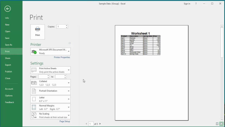 How to Print Multiple Worksheets