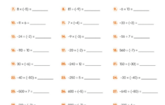 Integers: Multiply &amp; Divide Practice Worksheet with Multiplication and Division with Integers Worksheets