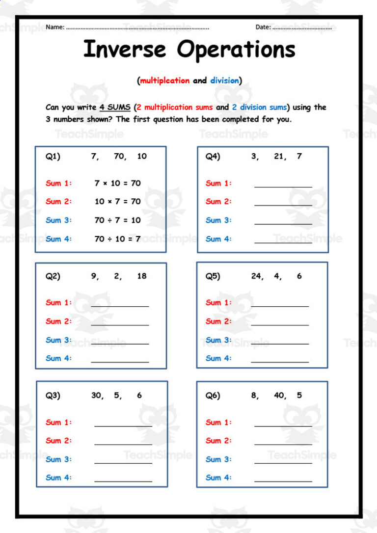 Solving Equations Using Multiplication and Division Worksheet ...