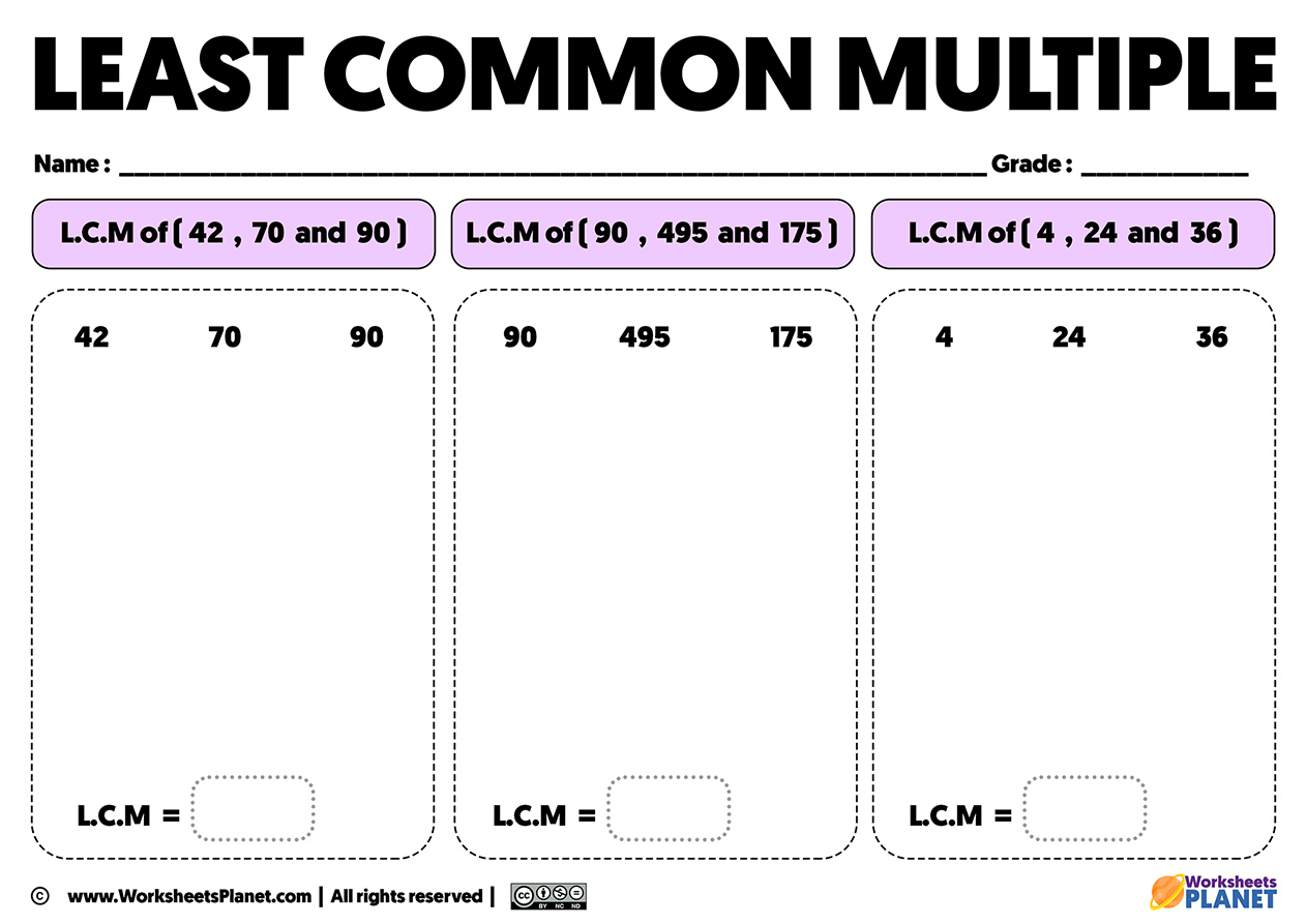 Least Common Multiple Exercises | L.c.m Worksheets intended for Worksheets For Least Common Multiple