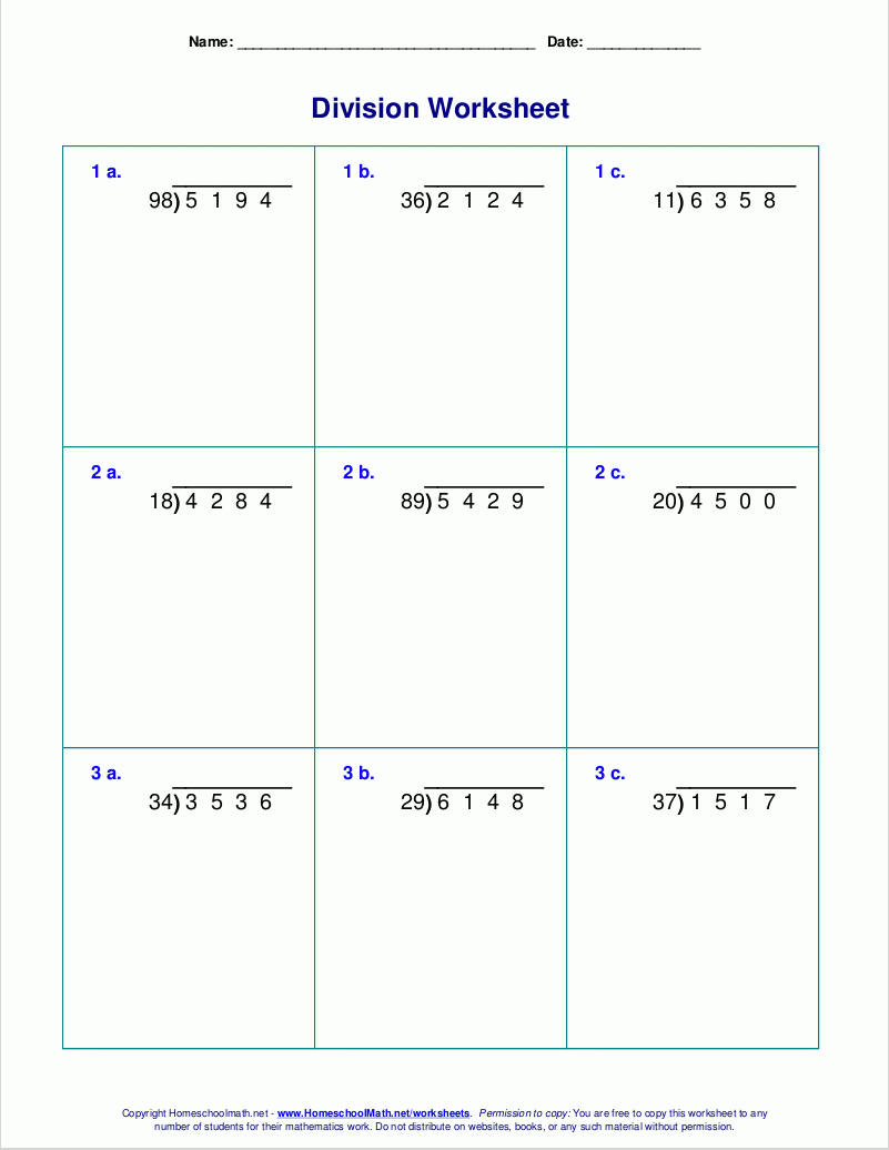 Long Division Worksheets For Grades 4-6 intended for Long Division Multiplication Worksheets