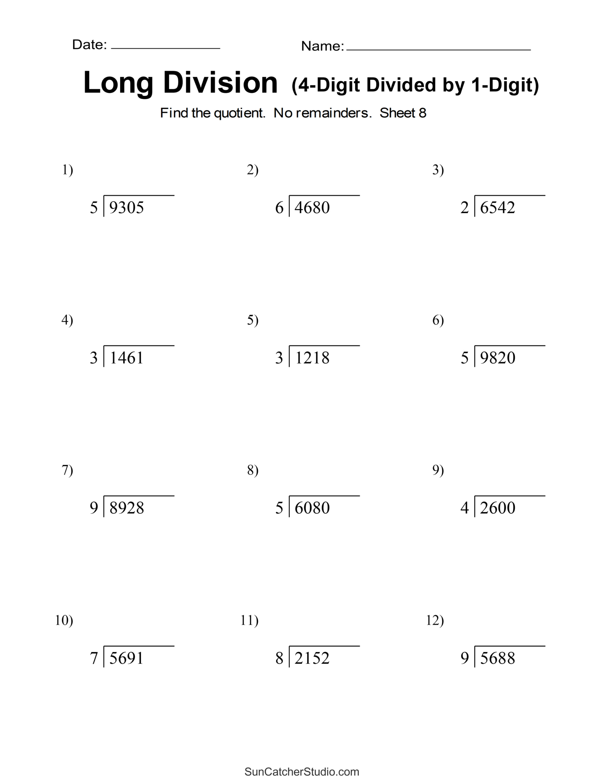 Long Division Worksheets &amp;amp; Problems (Free Printable Math Drills with Long Division Multiplication Worksheets