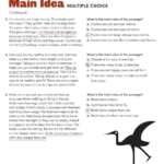 Main Idea: Multiple Choice Reading Worksheet Pertaining To Main Idea Multiple Choice Worksheets