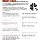 Main Idea: Multiple Choice Reading Worksheet Pertaining To Main Idea Multiple Choice Worksheets