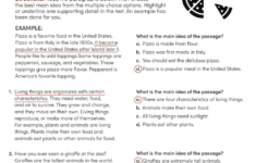Main Idea: Multiple Choice Reading Worksheet pertaining to Main Idea Multiple Choice Worksheets