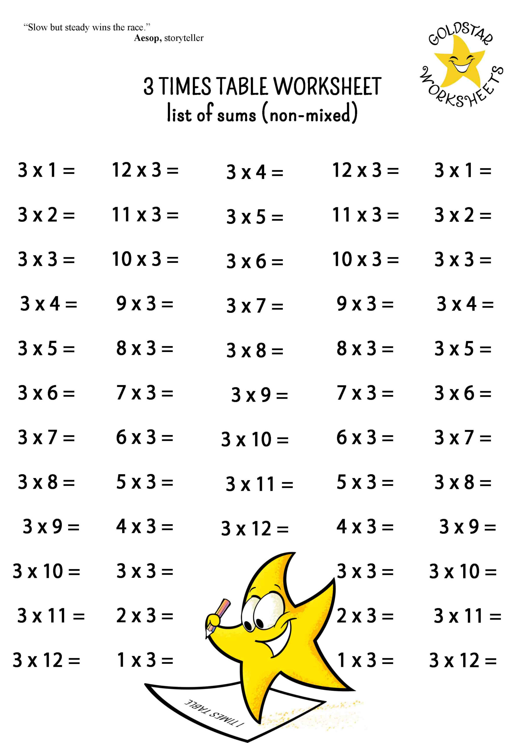 Master Multiplication With Fun &amp;amp; Free Printable Times Table Worksheets throughout Multiplication Worksheets For 3 Times Tables
