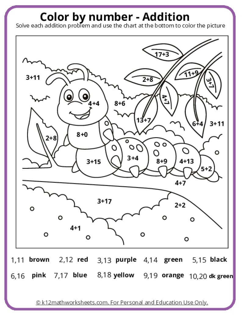 Math Coloring Pages | Printable Pdfsk12Mathworksheets regarding Multiplication Color By Number Worksheets