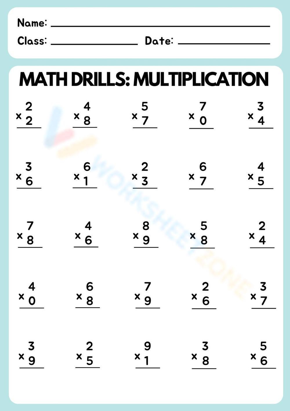Math Drills: Multiplication Worksheet Worksheet regarding Multiplication Worksheets Math Drills