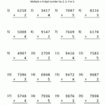 Math Multiplication Worksheets 4Th Grade In 4 Digit By 1 Digit Multiplication Worksheet