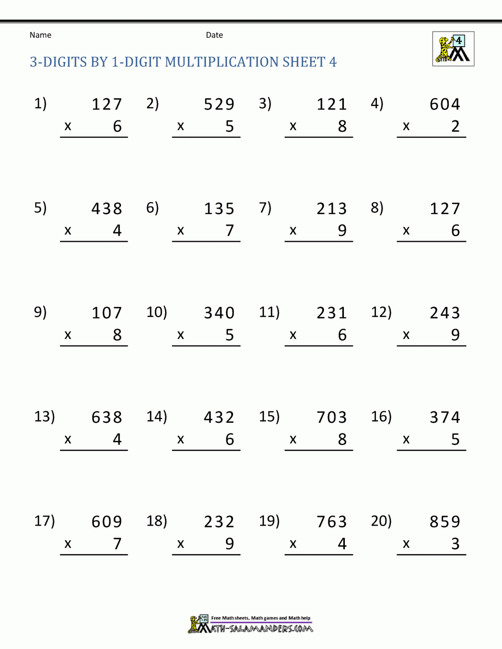 Math Multiplication Worksheets 4Th Grade in 4 Grade Multiplication Worksheets