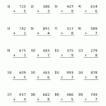 Math Multiplication Worksheets 4Th Grade In Multiplication Drill Sheets Grade 4 Three Digits