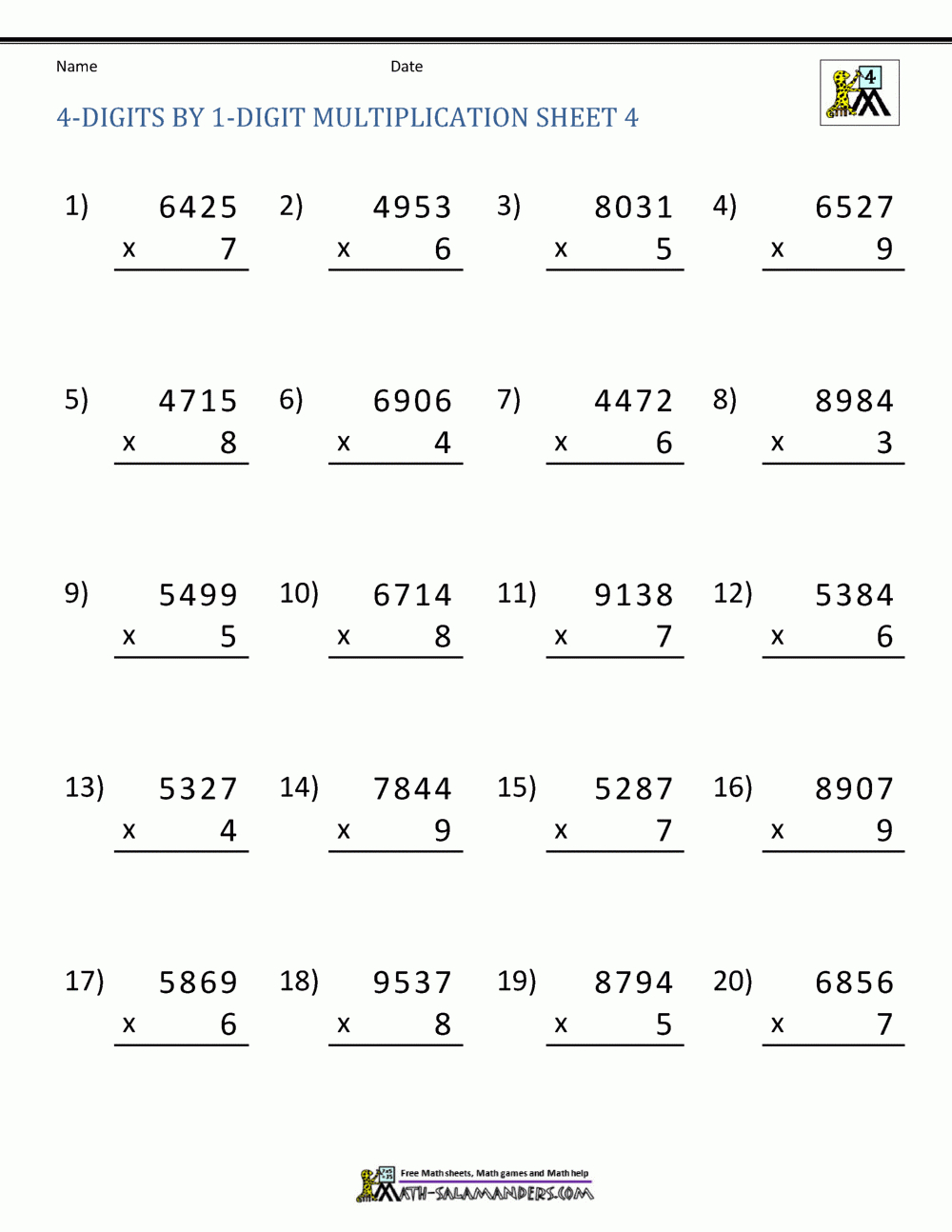 Math Multiplication Worksheets 4Th Grade in Multiplication Worksheets 4&amp;#039;S