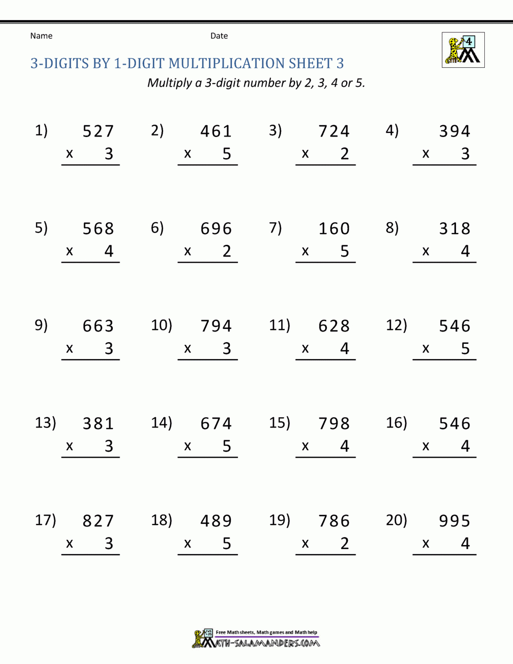 Math Multiplication Worksheets 4Th Grade inside 4Th Grade Math Multiplication Worksheets