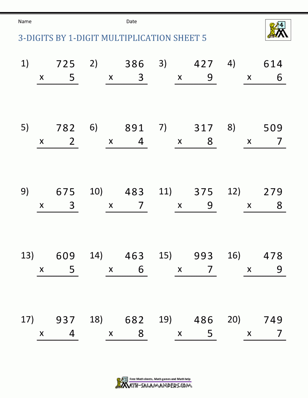 Math Multiplication Worksheets 4Th Grade with regard to Grade 4 Multiplication Worksheets