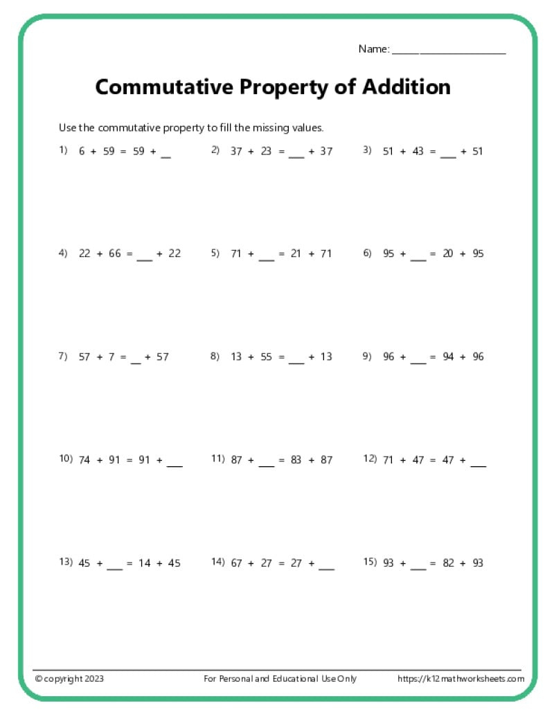 Math Properties Worksheets with Addition Multiplication Properties Worksheet