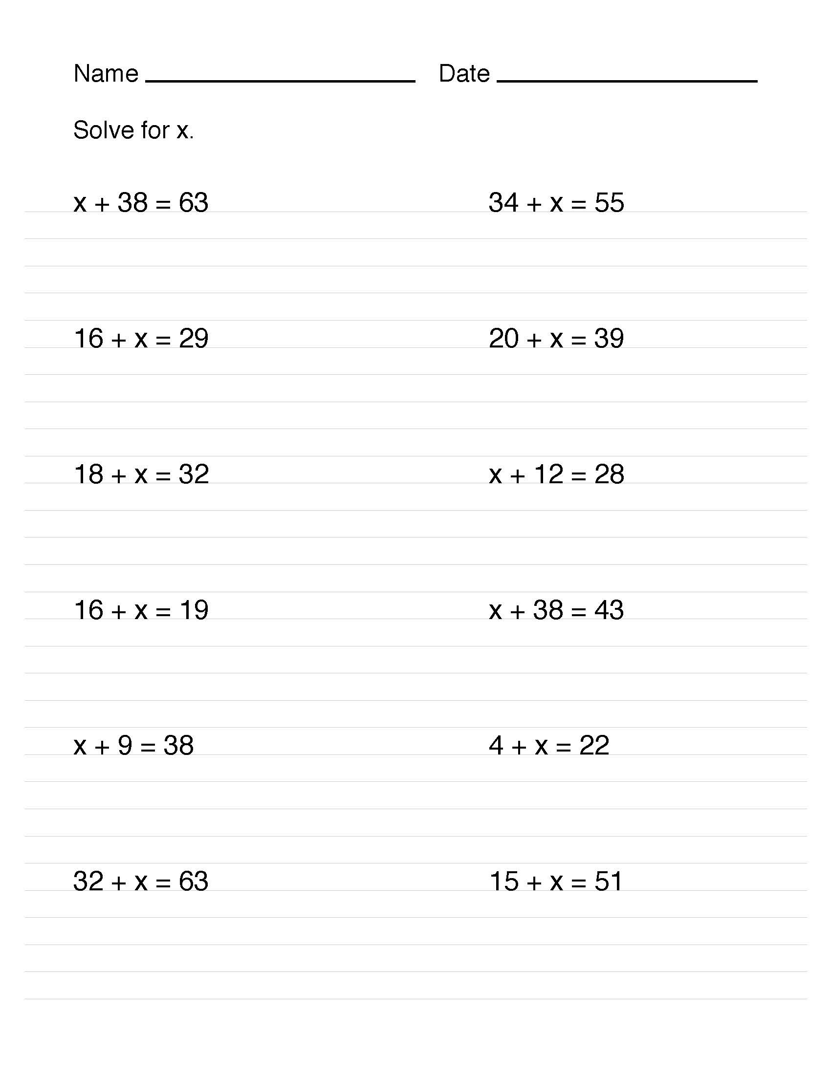 Math Worksheet Collection: Solving One-Step Equations | Media4Math throughout Multiplication and Division One Step Equations Worksheet