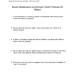 Mixed Multiplication And Division Word Problems #3 (Rates) Pages 1 Regarding Multiplication Division Word Problems Worksheets