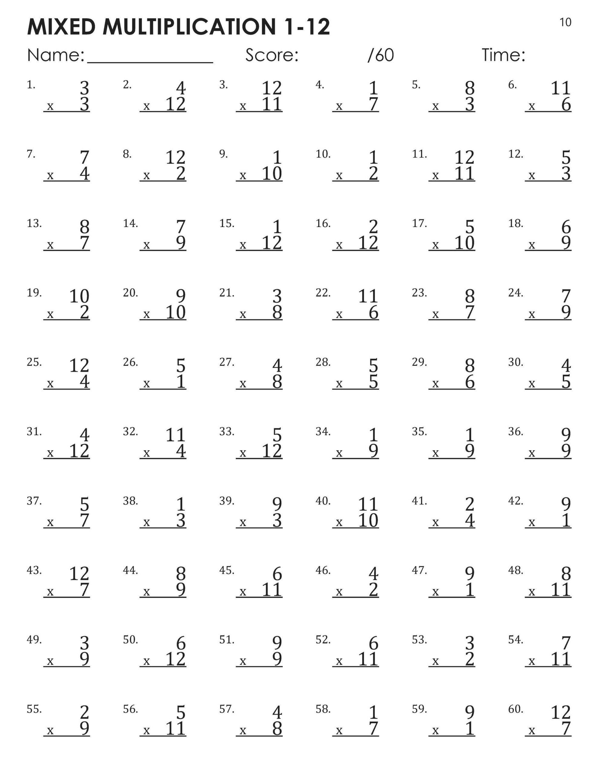 Mixed Multiplication Facts 1-12 Timed Tests Worksheets - Etsy for Mixed Multiplication Facts Worksheets