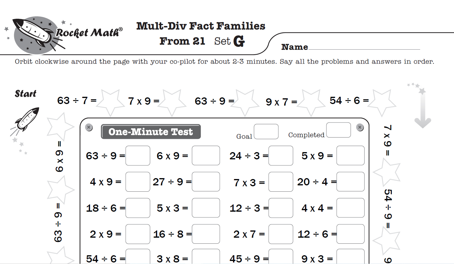 Mult-Division Fact Families From 21 Learning Track - Rocket Math intended for Division Multiplication Fact Families Worksheets